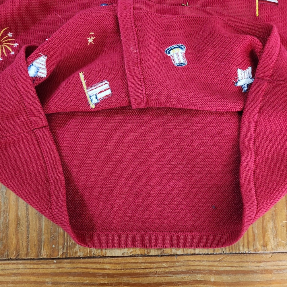 Croft & Barrow Lrg 4th of July Embroidered Button Cardigan‎ Vintage Patriotic - Picture 12 of 13